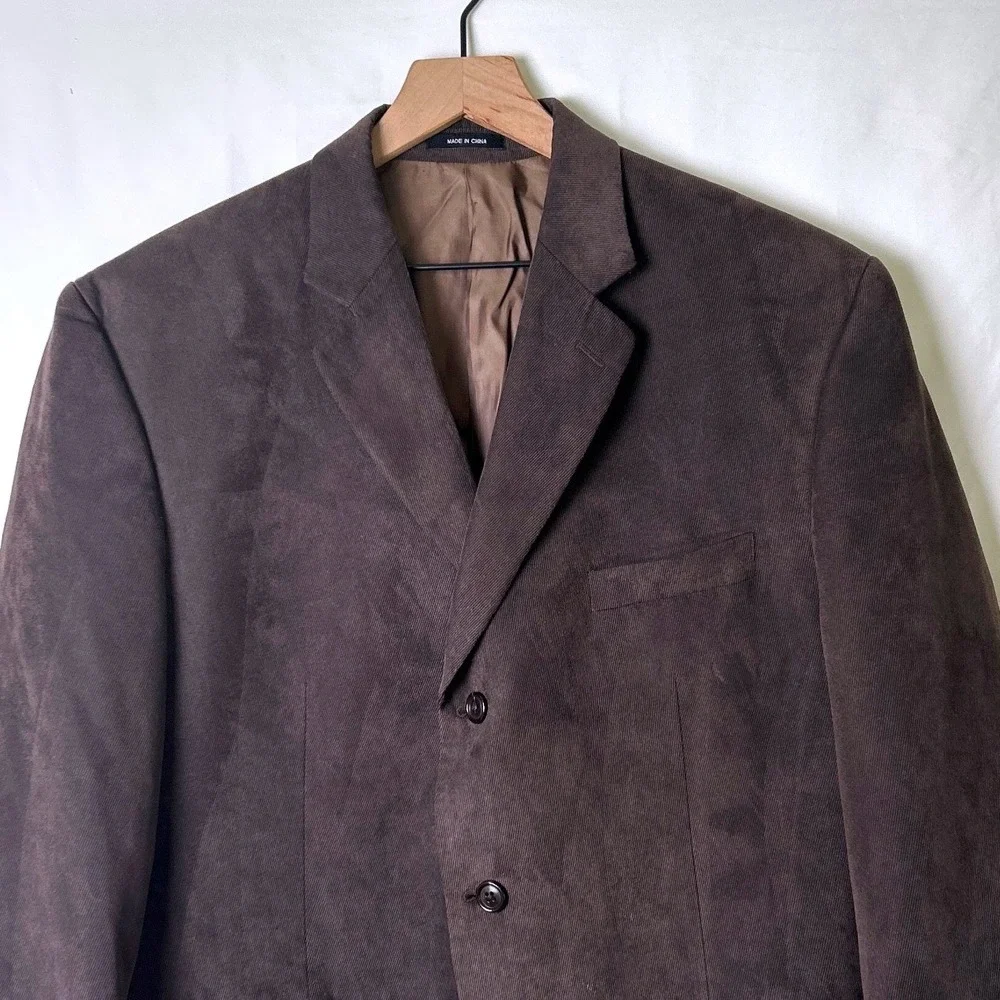 Calvin Klein Mens Corduroy 3 Button Blazer Size 46S Brown Academia Professor